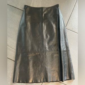 Banana Republc Black Leather Midi Skirt